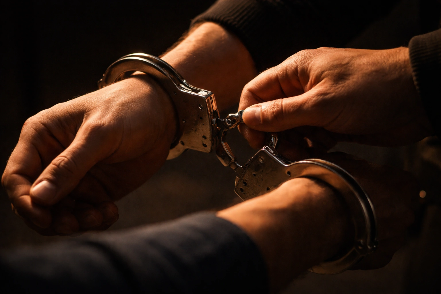 Handcuffs being removed after bail bond secures release